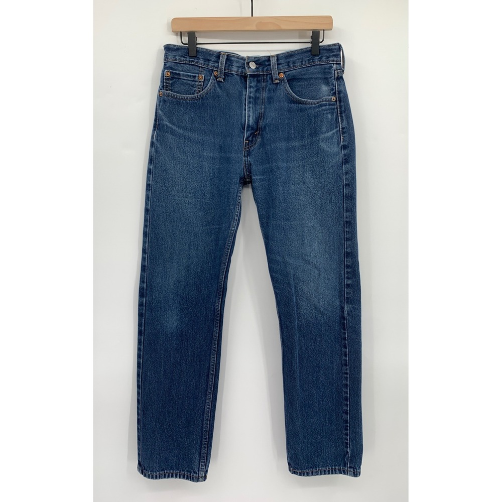 Levis 505 Jeans Mens 32x32 Blue Straight Leg Medium Wash Denim Pants - Picture 2 of 10